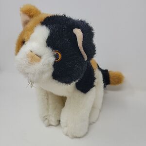 FAO Schwarz Calico Cat 10" Plush Stuffed Animal Orange Eye Kitty Fifth Avenue